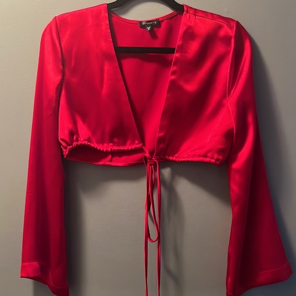 Dynamite Callie Wrap Satin Blouse - Picture 1 of 3